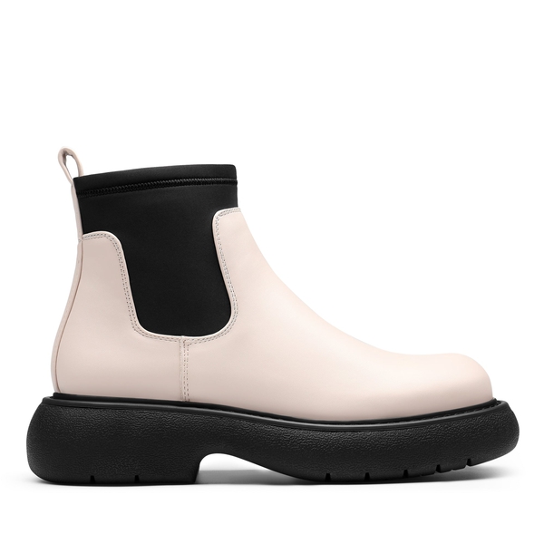 Elastic Platform Chelsea Booties - BEIGE WHITE - 2